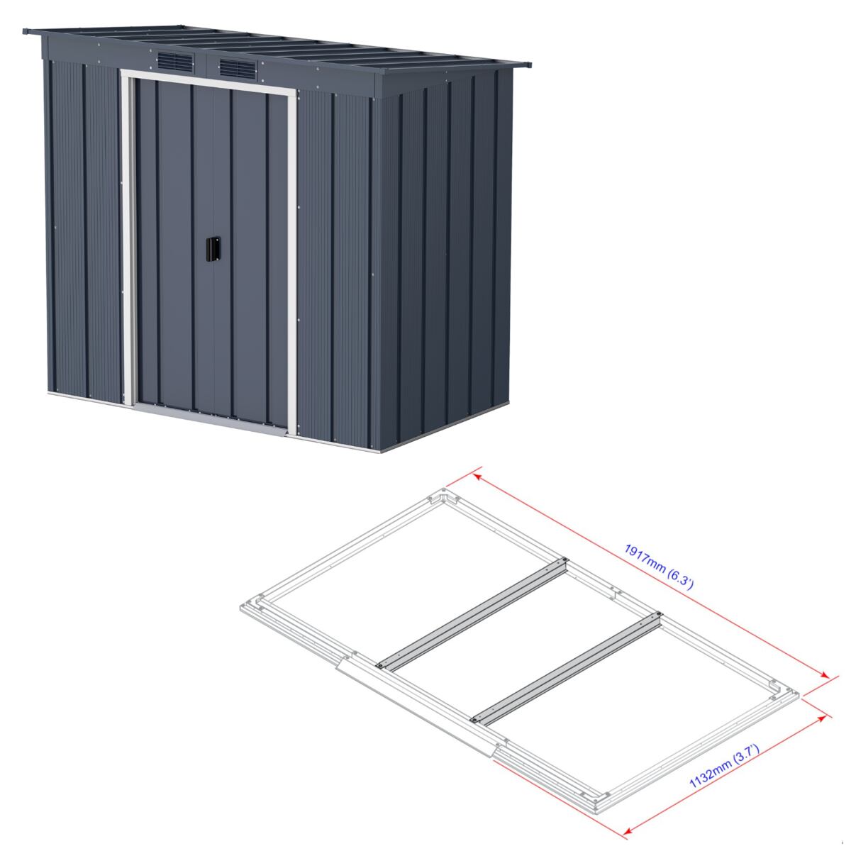 Pent Roof Eco Zahradní domek 2,5 m² + podlahové profily, antracit DURAMAX 50023
