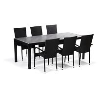 Jídelní sestava - stůl Vigo XL a 6x židle Madrid antracit IWHome IWH-10150005