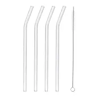 Brčko nápojové s kartáčkem, zahnuté, 20 cm, skleněné 4 ks ORION 151449
