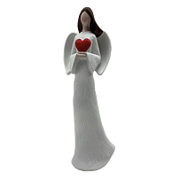 Anděl bílý s červeným srdcem 21 cm Prodex JY21101104