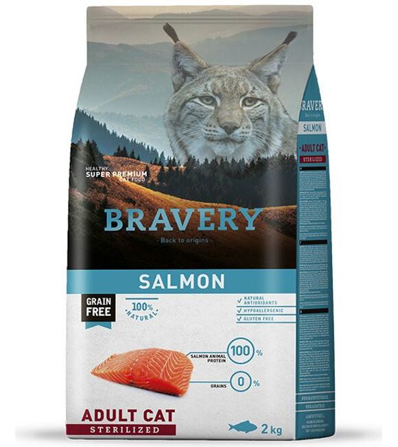 Cat STERILIZED Krmivo pro kočky 7kg - losos BRAVERY 2100941