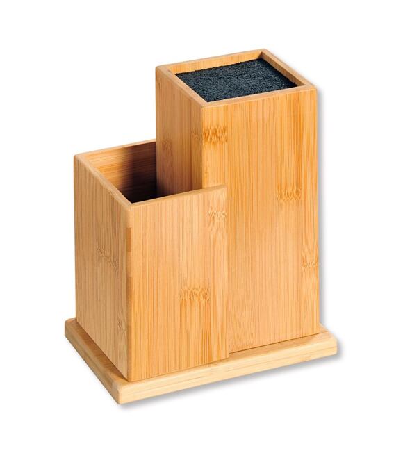 Blok na nože se zásobníkem, 24 x 18,5 x 12,7 cm, bambus/plast KESPER 58025