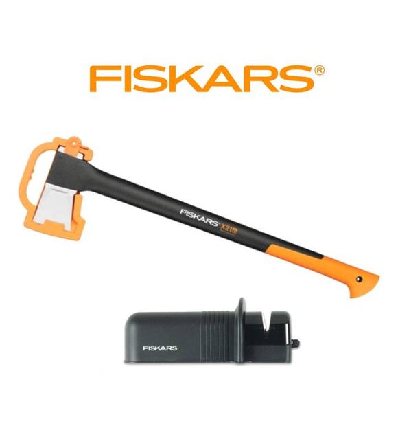 Sekera Fiskars štípací X21 + ostřič Solid - SET Fiskars 122473 a 120005