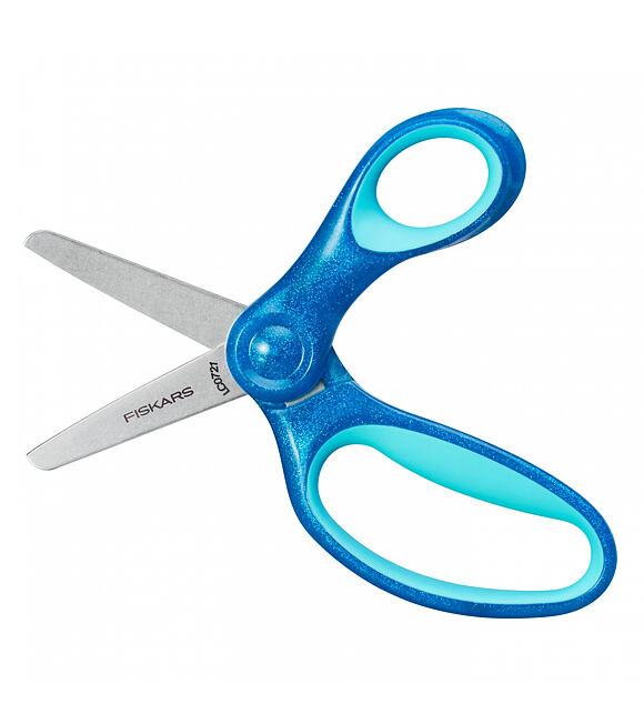 Dětské nůžky se zaoblenou špičkou 13 cm - modré třpytky FISKARS 1064073