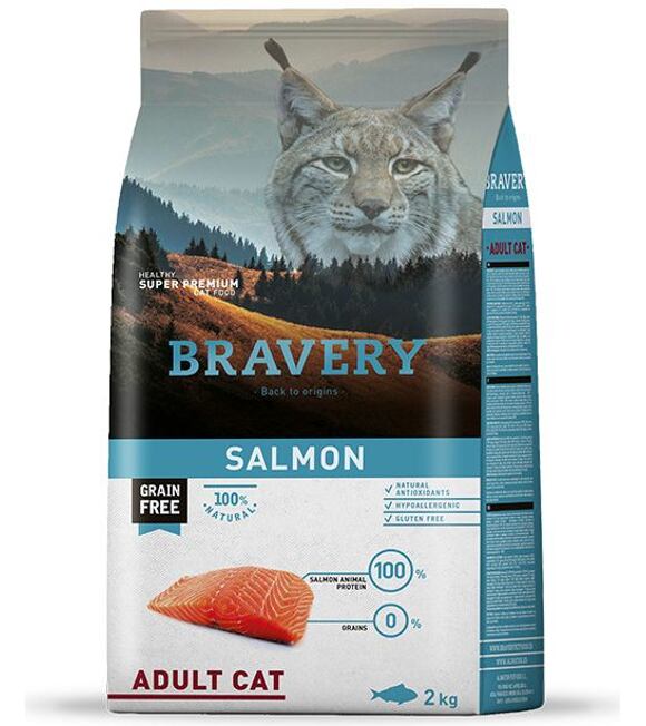 Cat ADULT Krmivo pro kočky 7kg - losos BRAVERY 2100940