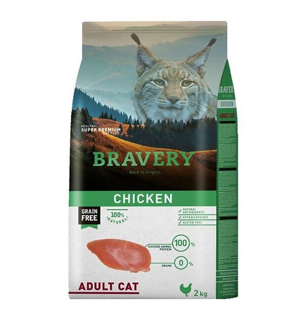 Cat ADULT Krmivo pro kočky 2kg - kuře BRAVERY 2100944
