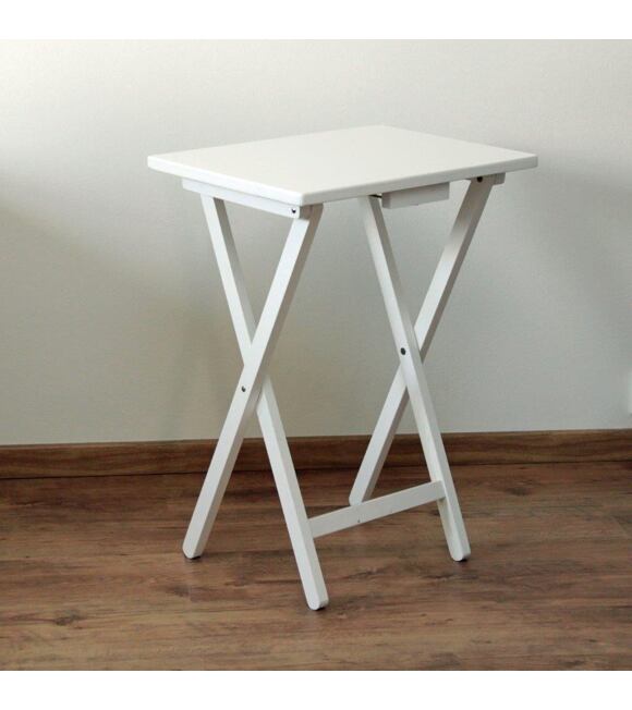 Skládací stolek dřevěný, bílý SD121