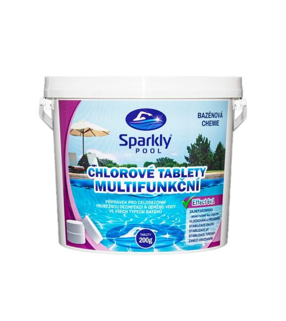 Sparkly POOL Chlorové tablety do bazénu 6v1 multifunkční 200g 3 kg