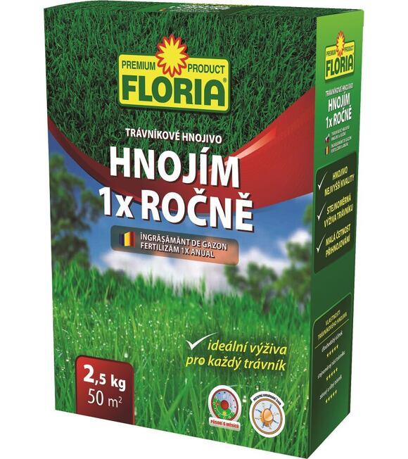 FLORIA Trávníkové hnojivo HNOJÍM 1x ROČNĚ 2,5 kg