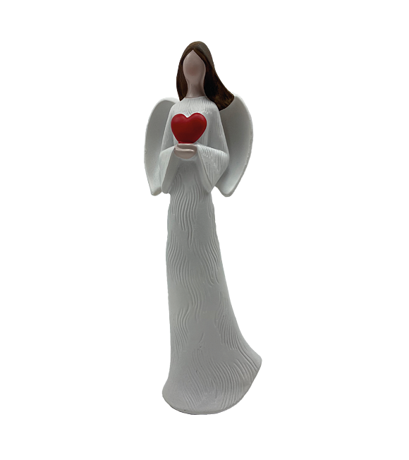 Anděl bílý s červeným srdcem 21 cm Prodex JY21101104