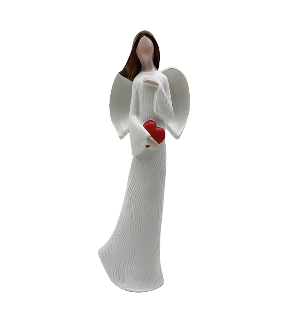 Anděl bílý s červeným srdcem 21 cm Prodex JY21101112
